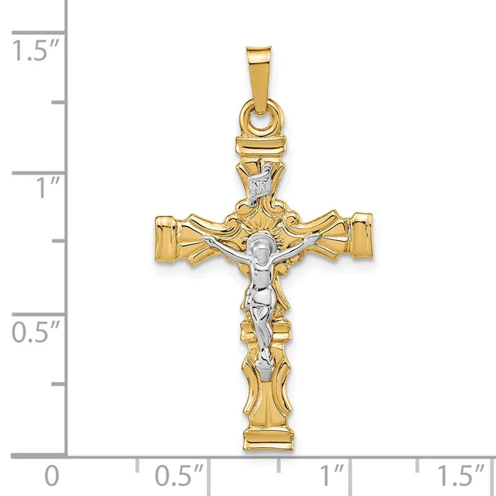 Rings 14k Twotone Gold Polished Latin Crucifix Pendant Goldia