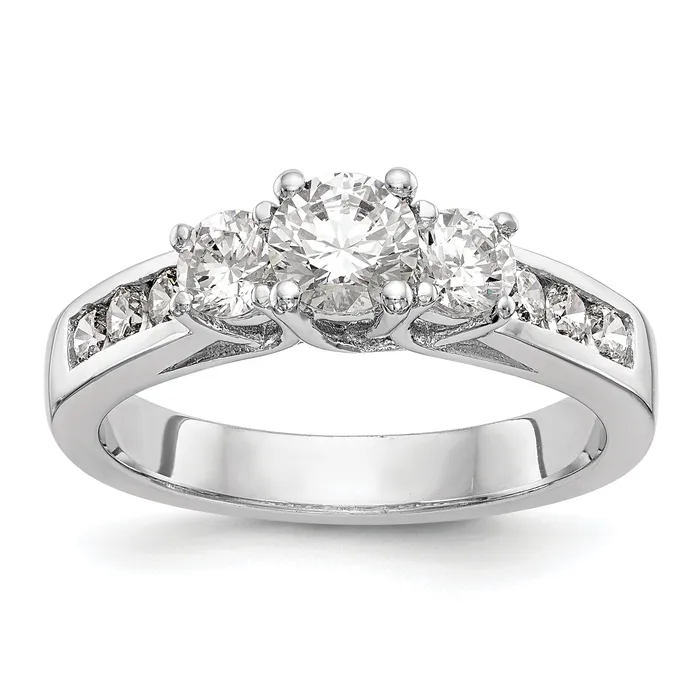 Rings 14k White Gold 1 12 Ct Lab Grown Diamond VSSI G Round Three Stone Engagement Ring Goldia