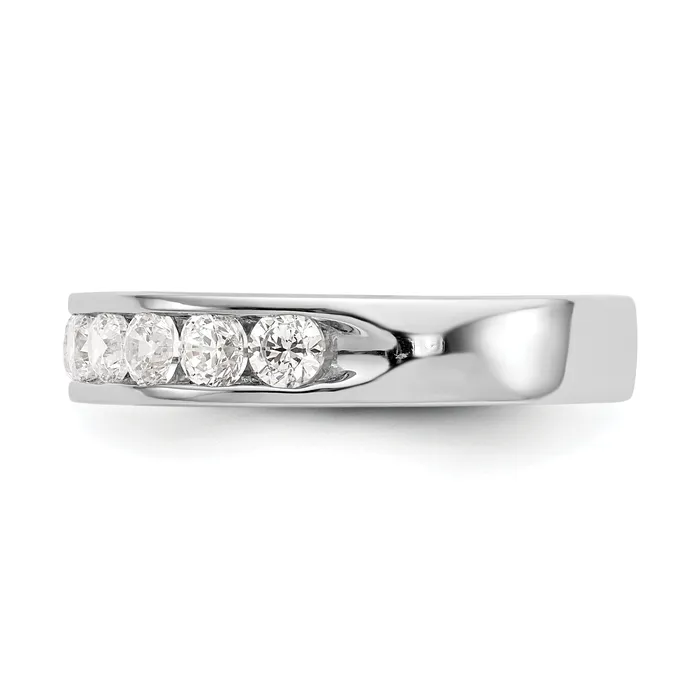 Rings 14k White Gold True Origin Lab Grown SIVS Near Colorless 1 Ct Round Diamond Mens Channel Band Ring Goldia