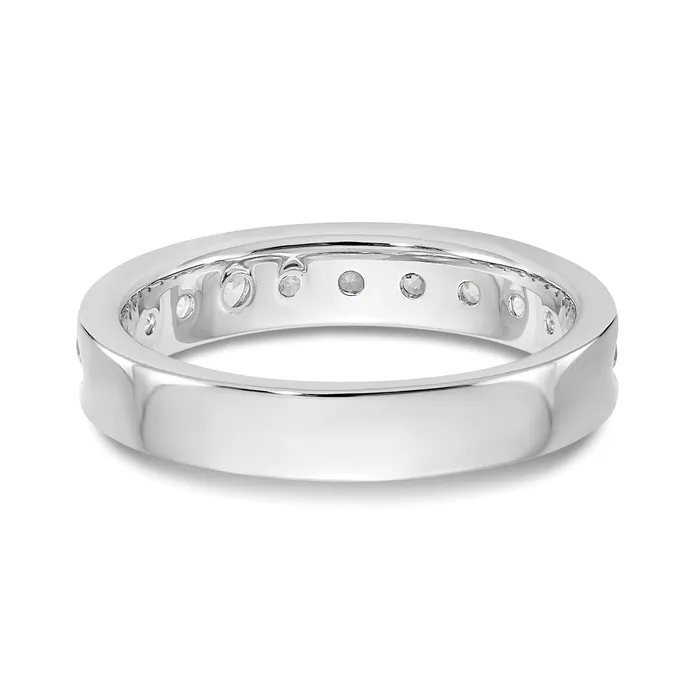 Rings 14k White Gold True Origin Lab Grown SIVS Near Colorless 1 Ct Round Diamond Mens Channel Band Ring Goldia