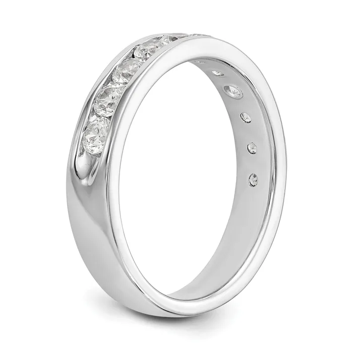 Rings 14k White Gold True Origin Lab Grown SIVS Near Colorless 1 Ct Round Diamond Mens Channel Band Ring Goldia