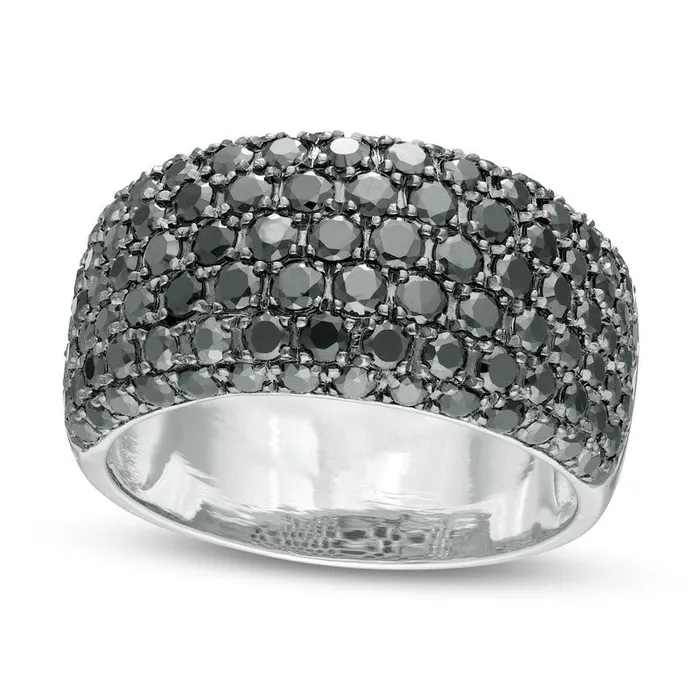 Rings 20 CT TW Enhanced Black Natural Diamond MultiRow Domed Ring in Sterling Silver Goldia Rings 20 CT TW Enhanced Black Natural Diamond MultiRow Domed Ring in Sterling Silver Goldia