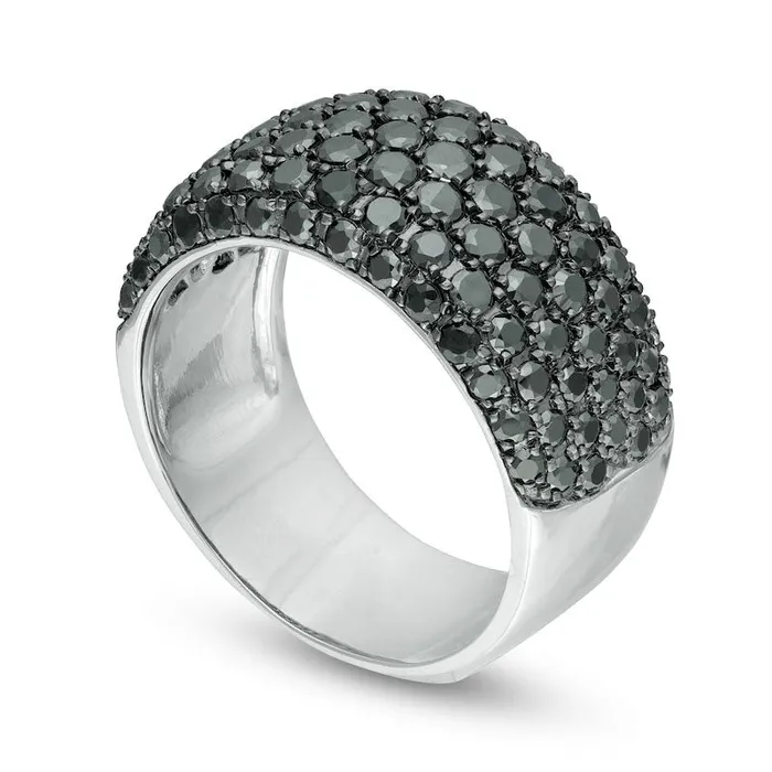 Rings 20 CT TW Enhanced Black Natural Diamond MultiRow Domed Ring in Sterling Silver Goldia Rings 20 CT TW Enhanced Black Natural Diamond MultiRow Domed Ring in Sterling Silver Goldia