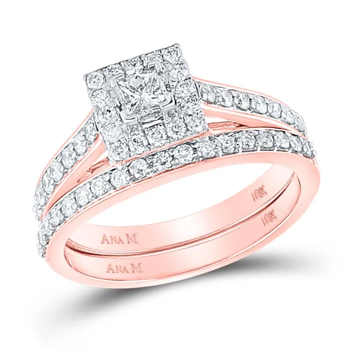 Rings gndatlanta 10k Rose Gold Princess Diamond Bridal Wedding Ring Set 78 Cttw Certified Rings gndatlanta 10k Rose Gold Princess Diamond Bridal Wedding Ring Set 78 Cttw Certified