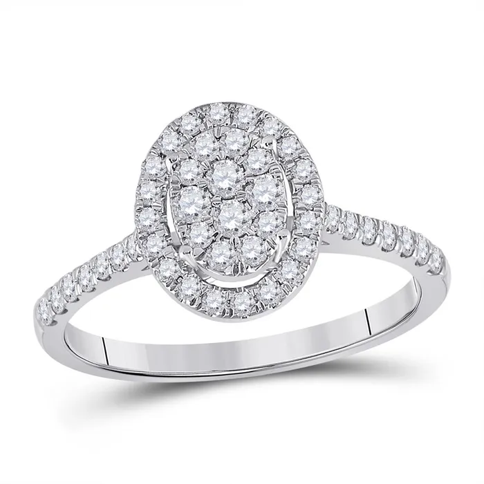 Rings gndatlanta 14k White Gold Round Diamond Oval Bridal Engagement Ring 12 Cttw Rings gndatlanta 14k White Gold Round Diamond Oval Bridal Engagement Ring 12 Cttw