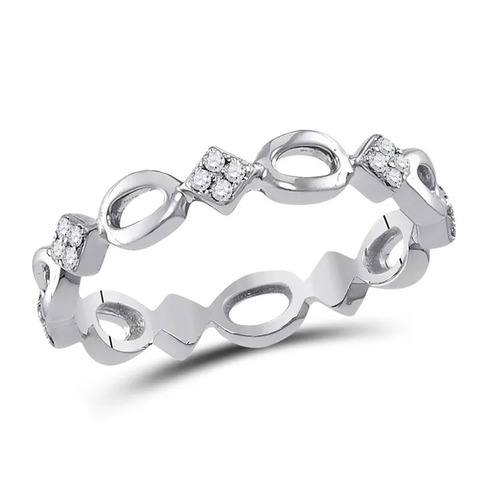 Rings gndatlanta 14kt White Gold Round Diamond Stackable Band Ring 18 Cttw Rings gndatlanta 14kt White Gold Round Diamond Stackable Band Ring 18 Cttw