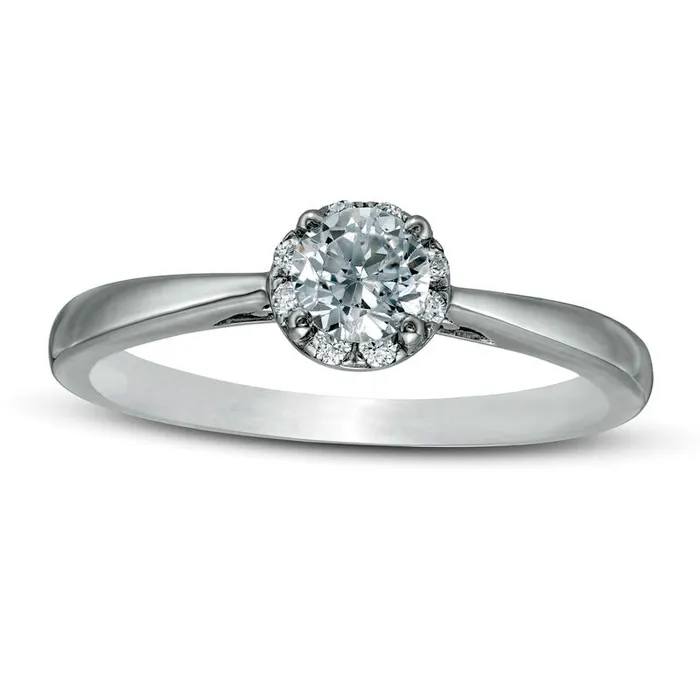 Rings Goldia 038 CT TW Natural Diamond Frame with Tapered Shank Engagement Ring in Solid 10K White Gold