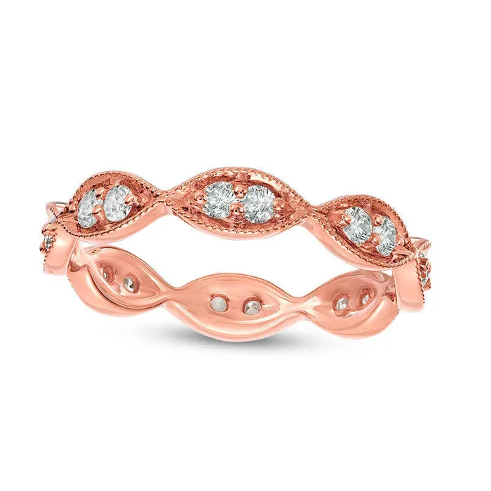 Rings Goldia 050 CT TW Natural Diamond MarquiseShapes Eternity Band in Solid 14K Rose Gold Rings Goldia 050 CT TW Natural Diamond MarquiseShapes Eternity Band in Solid 14K Rose Gold