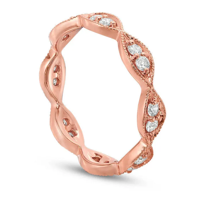 Rings Goldia 050 CT TW Natural Diamond MarquiseShapes Eternity Band in Solid 14K Rose Gold Rings Goldia 050 CT TW Natural Diamond MarquiseShapes Eternity Band in Solid 14K Rose Gold