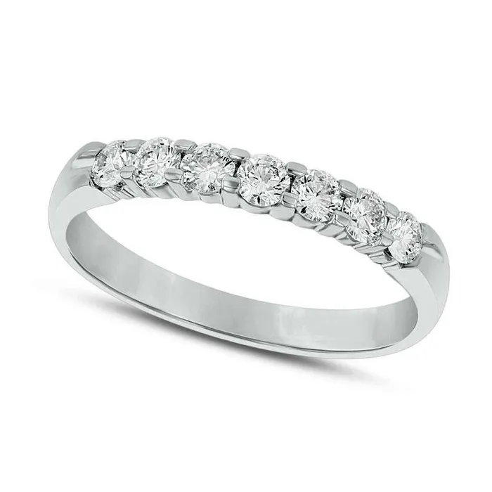 Rings Goldia 050 CT TW Natural Diamond Seven Stone Anniversary Band in Solid 14K White Gold Rings Goldia 050 CT TW Natural Diamond Seven Stone Anniversary Band in Solid 14K White Gold