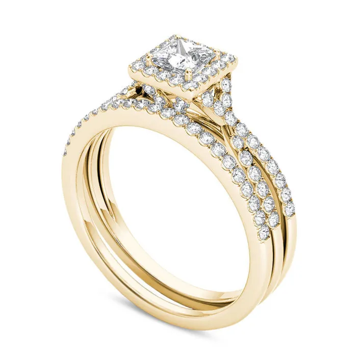 Rings Goldia 10 CT TW PrincessCut Natural Diamond Frame Twist Bridal Engagement Ring Set in Solid 14K Gold Rings Goldia 10 CT TW PrincessCut Natural Diamond Frame Twist Bridal Engagement Ring Set in Solid 14K Gold