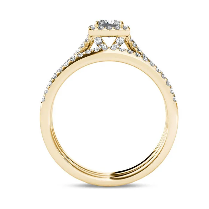 Rings Goldia 10 CT TW PrincessCut Natural Diamond Frame Twist Bridal Engagement Ring Set in Solid 14K Gold Rings Goldia 10 CT TW PrincessCut Natural Diamond Frame Twist Bridal Engagement Ring Set in Solid 14K Gold