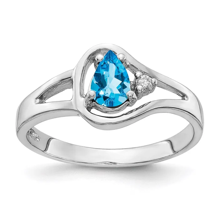 Rings Goldia 14k White Gold 6x4mm Pear Blue Topaz A Real Diamond ring