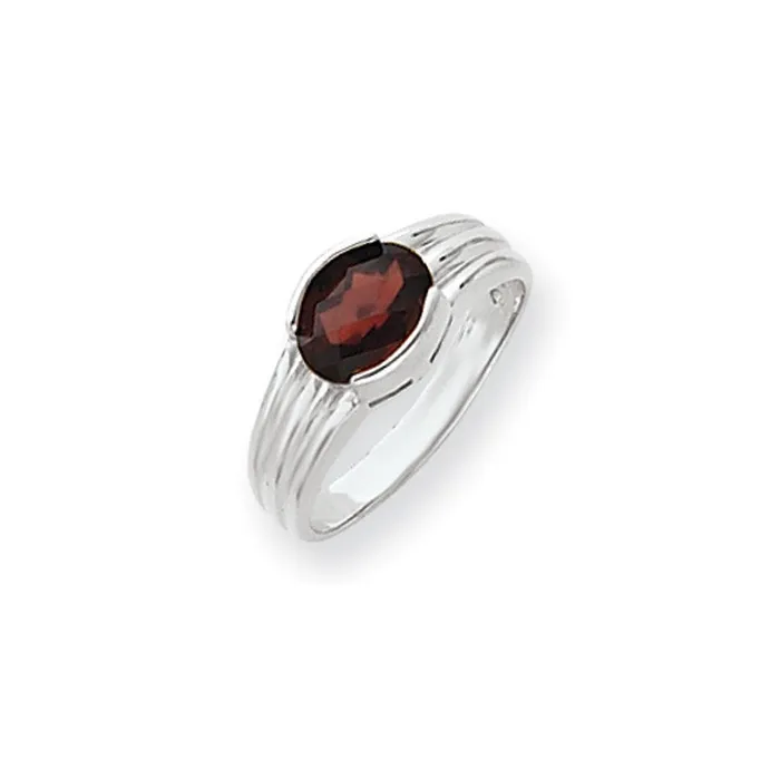 Rings Goldia 14k White Gold 8x6mm Oval Garnet Checker ring