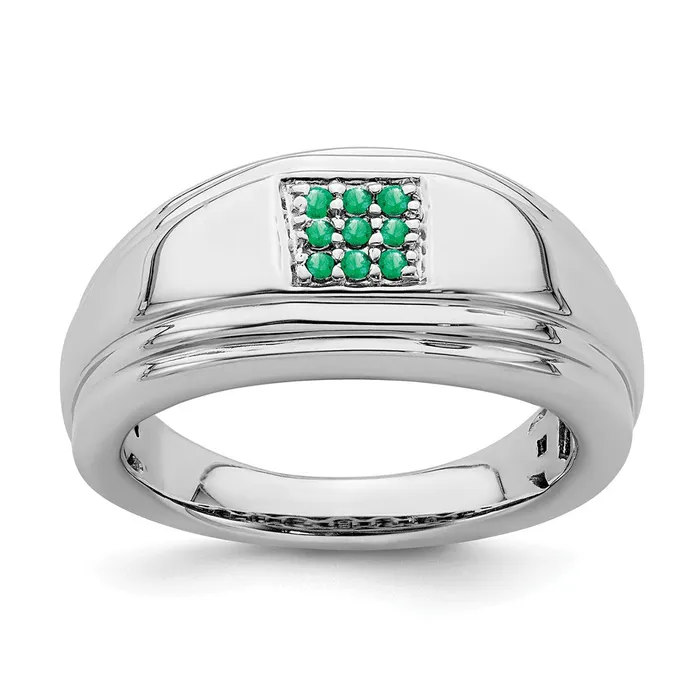 Rings Goldia 14k White Gold Emerald Mens Ring