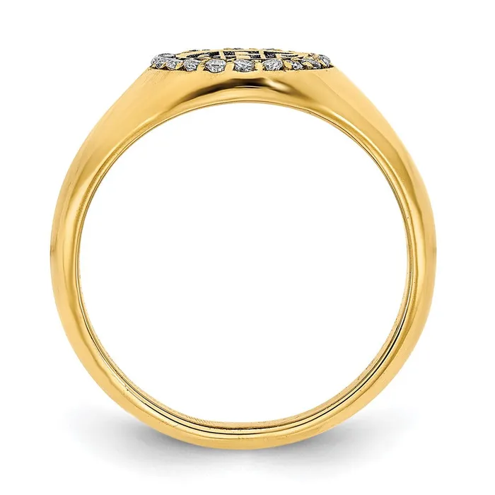 Rings Goldia 14K White Gold Large Real Diamond Oval Classic Monogram Signet Ring