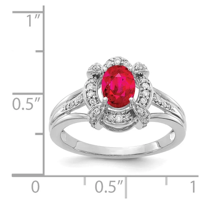 Rings Goldia 14k White Gold Real Diamond and Oval Ruby Ring