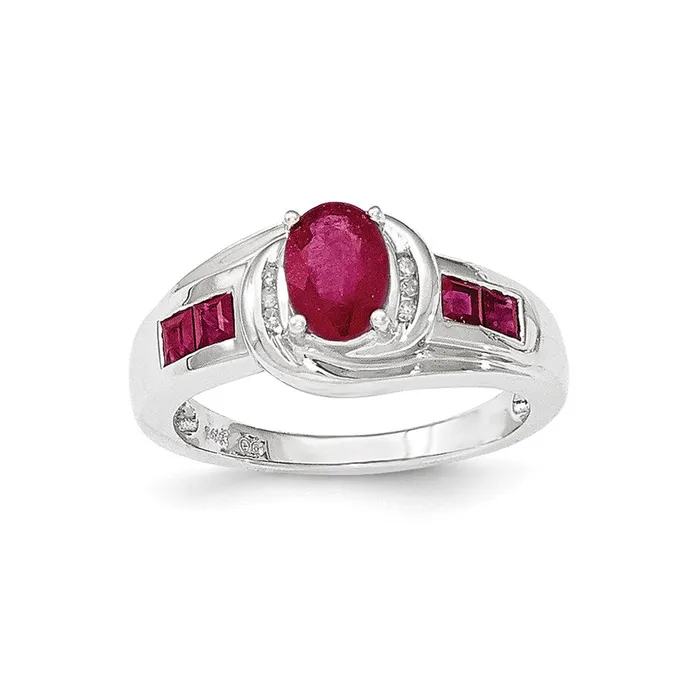 Rings Goldia 14k White Gold Ruby and Real Diamond Ring