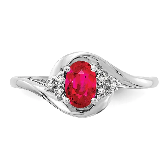 Rings Goldia 14k White Gold Ruby and Real Diamond Ring