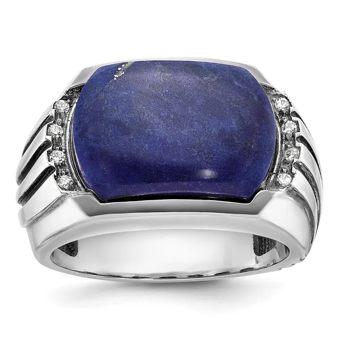 Rings Goldia 14k White Gold with Black Rhodium Mens Lapis and Diamond Ring Mounting Rings Goldia 14k White Gold with Black Rhodium Mens Lapis and Diamond Ring Mounting