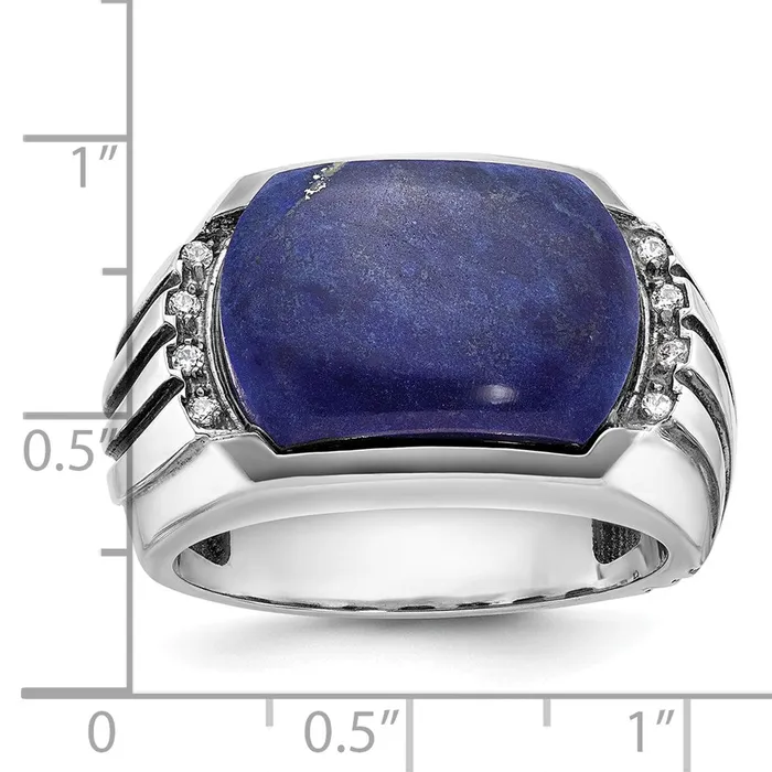Rings Goldia 14k White Gold with Black Rhodium Mens Lapis and Diamond Ring Mounting