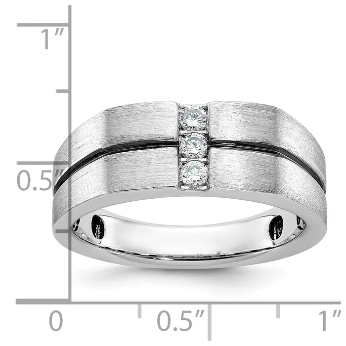 Rings Goldia 14k White Gold with Black Rhodium Mens Satin 15 carat Diamond Complete Ring