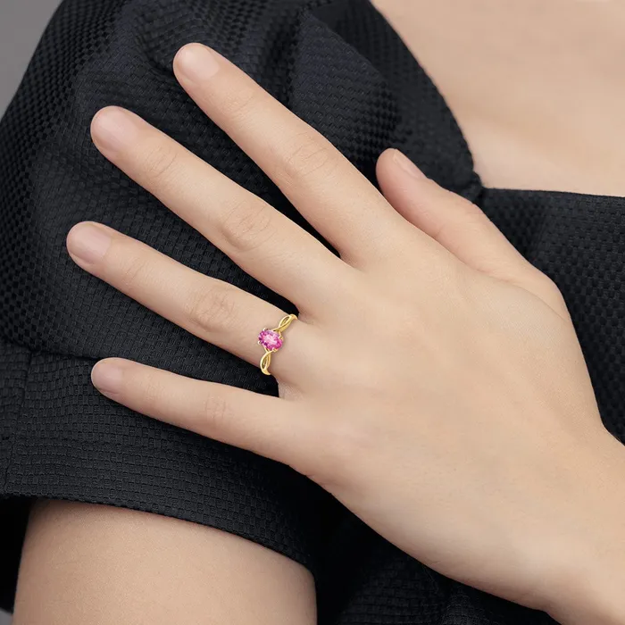 Rings Goldia 14K Yellow Gold 7x5mm Oval Pink Sapphire ring