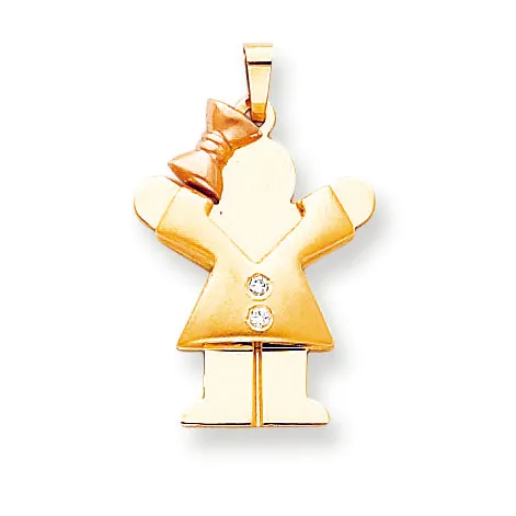 Rings goldiaca 14k Two tone A Diamond kid pendant