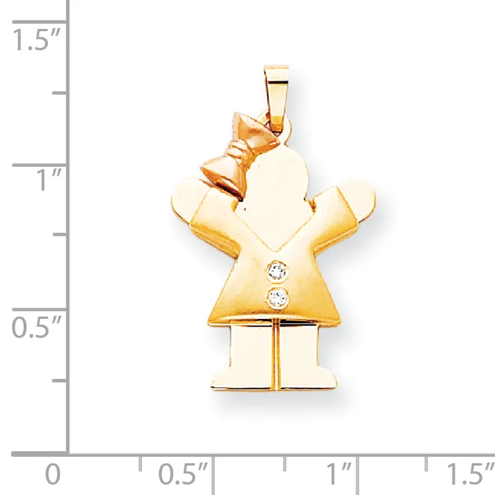 Rings goldiaca 14k Two tone A Diamond kid pendant