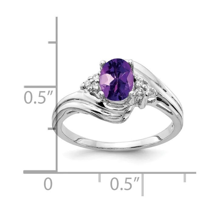 Rings goldiaca 14k White Gold 7x5mm Oval Amethyst Checker A Real Diamond ring Rings goldiaca 14k White Gold 7x5mm Oval Amethyst Checker A Real Diamond ring