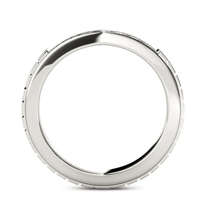 Rings Goldia Mens 075 CT TW Natural Diamond Two Row Etched Wedding Band in Solid 14K White Gold Rings Goldia Mens 075 CT TW Natural Diamond Two Row Etched Wedding Band in Solid 14K White Gold