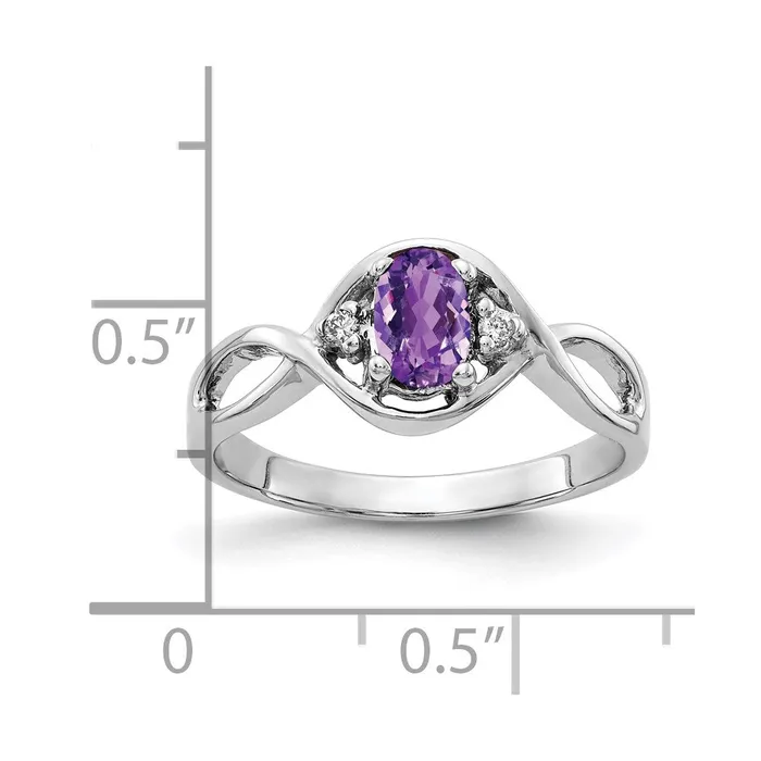 Rings Goldia Solid 14k White Gold 6x4mm Oval Simulated Amethyst A CZ Ring