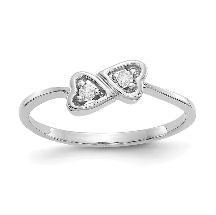 Rings Goldia Solid 14k White Gold VS Simulated CZ heart Ring