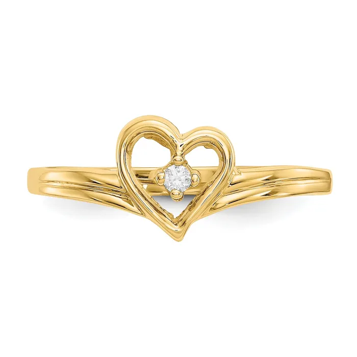Rings Goldia Solid 14k White Gold VS Simulated CZ heart Ring