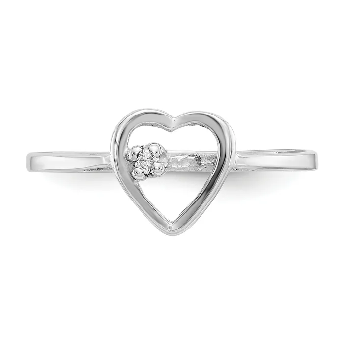 Rings Goldia Solid 14k White Gold VS Simulated CZ heart Ring