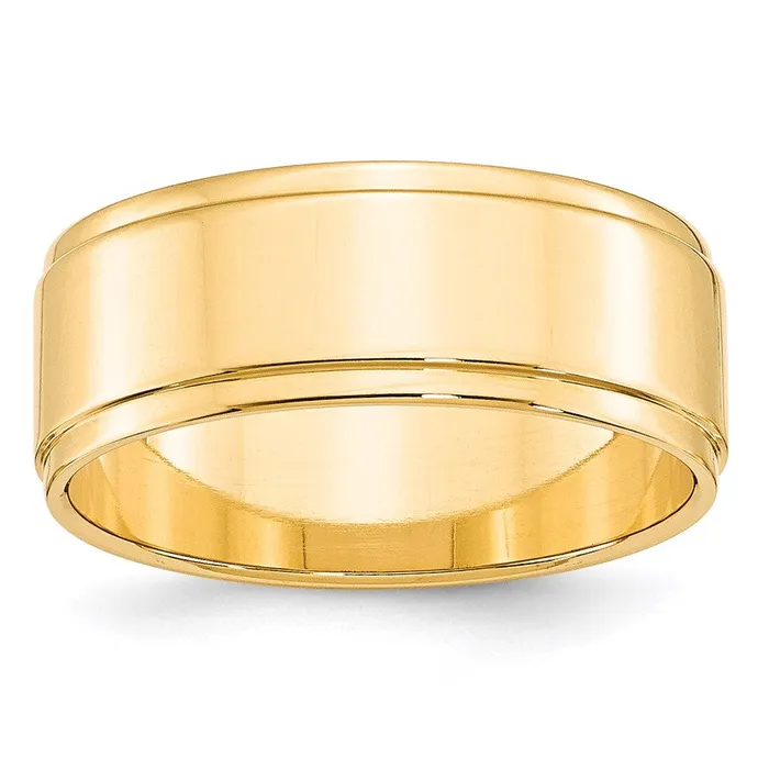 Rings Goldia Solid 14K Yellow Gold 8mm Flat with Step Edge MensWomens Wedding Band Ring Size 95 Rings Goldia Solid 14K Yellow Gold 8mm Flat with Step Edge MensWomens Wedding Band Ring Size 95