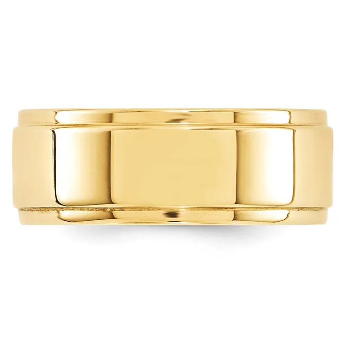 Rings Goldia Solid 14K Yellow Gold 8mm Flat with Step Edge MensWomens Wedding Band Ring Size 95 Rings Goldia Solid 14K Yellow Gold 8mm Flat with Step Edge MensWomens Wedding Band Ring Size 95