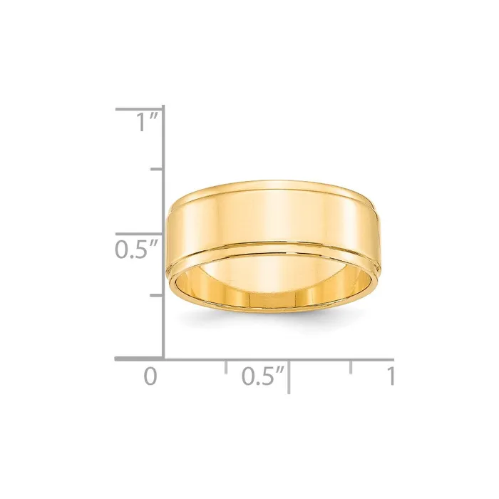 Rings Goldia Solid 14K Yellow Gold 8mm Flat with Step Edge MensWomens Wedding Band Ring Size 95 Rings Goldia Solid 14K Yellow Gold 8mm Flat with Step Edge MensWomens Wedding Band Ring Size 95