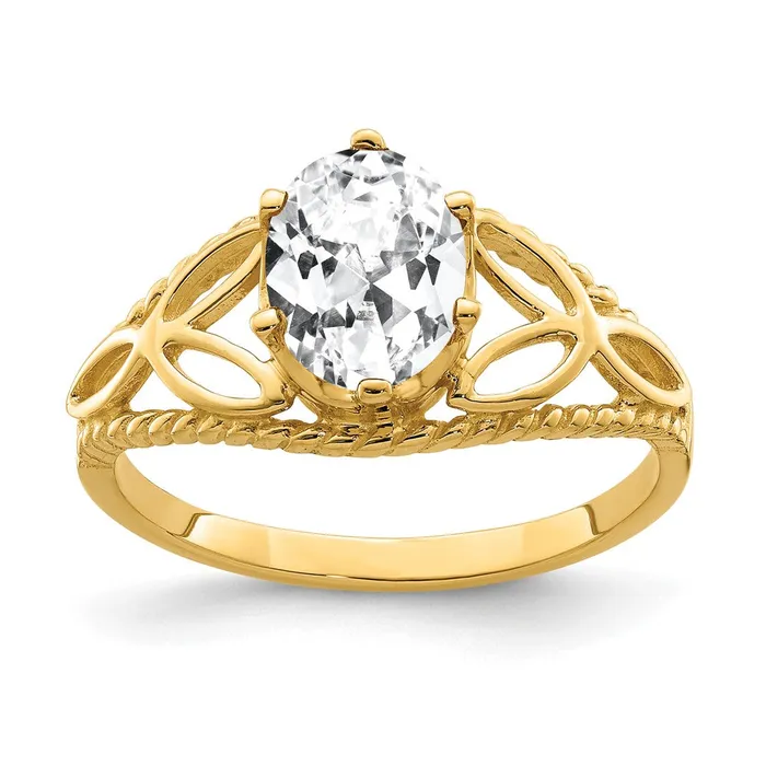 Rings Goldia Solid 14k Yellow Gold 8x6mm Oval Cubic Zirconia Ring