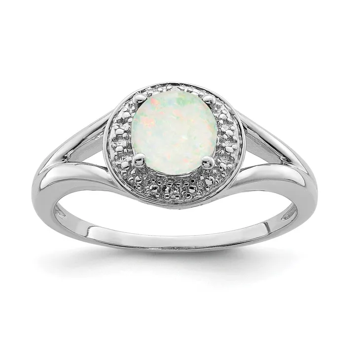 Rings Goldia Sterling Silver Rhodiumplated Diamond u0026 Created Opal Ring