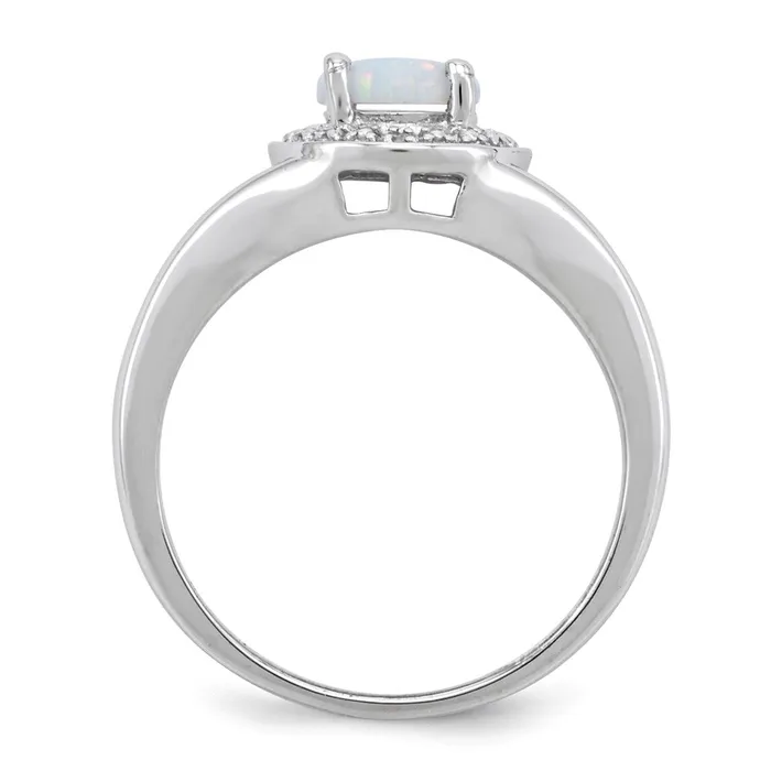 Rings Goldia Sterling Silver Rhodiumplated Diamond u0026 Created Opal Ring