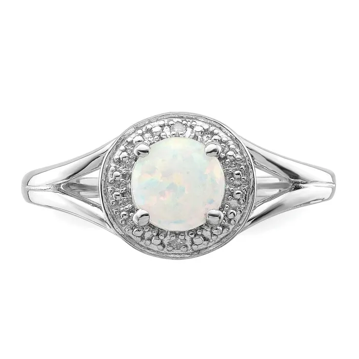 Rings Goldia Sterling Silver Rhodiumplated Diamond u0026 Created Opal Ring