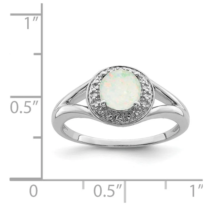 Rings Goldia Sterling Silver Rhodiumplated Diamond u0026 Created Opal Ring