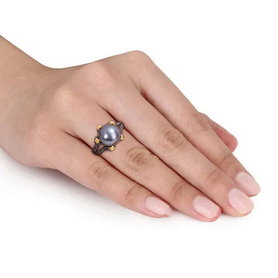 Rings JMS always Original Amour 105 11 MM Black Freshwater Cultured Pearl Fashion Ring Yellow Silver Black Rhodium Plated Rings JMS always Original Amour 105 11 MM Black Freshwater Cultured Pearl Fashion Ring Yellow Silver Black Rhodium Plated
