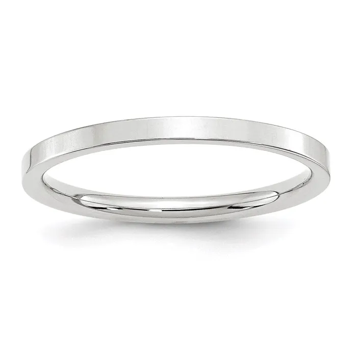 Rings Solid 14K White Gold 2mm Standard Flat Comfort Fit MensWomens Wedding Band Ring Size 7 Goldia