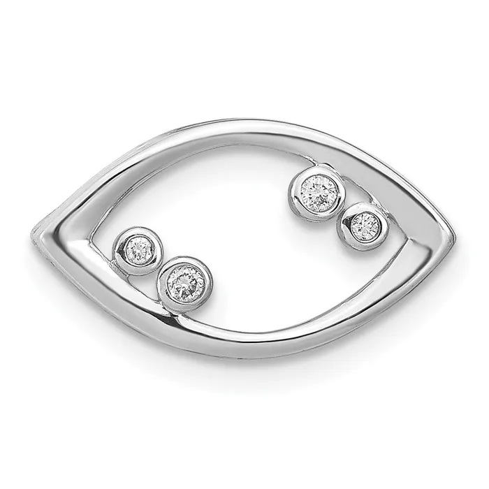 Solid 14k White Gold Fancy Simulated CZ Chain Slide Goldia Necklaces