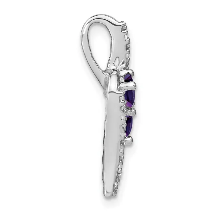 Solid 14k White Gold Simulated Amethyst and CZ Chain Slide Goldia Necklaces Solid 14k White Gold Simulated Amethyst and CZ Chain Slide Goldia Necklaces