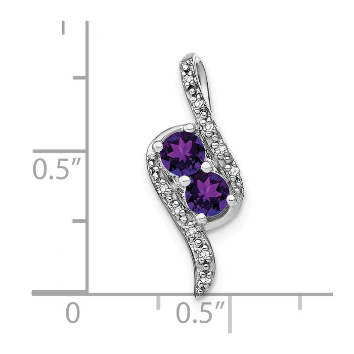 Solid 14k White Gold Simulated Amethyst and CZ Chain Slide Goldia Necklaces Solid 14k White Gold Simulated Amethyst and CZ Chain Slide Goldia Necklaces