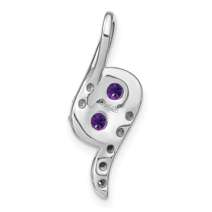 Solid 14k White Gold Simulated Amethyst and CZ Chain Slide Goldia Necklaces Solid 14k White Gold Simulated Amethyst and CZ Chain Slide Goldia Necklaces