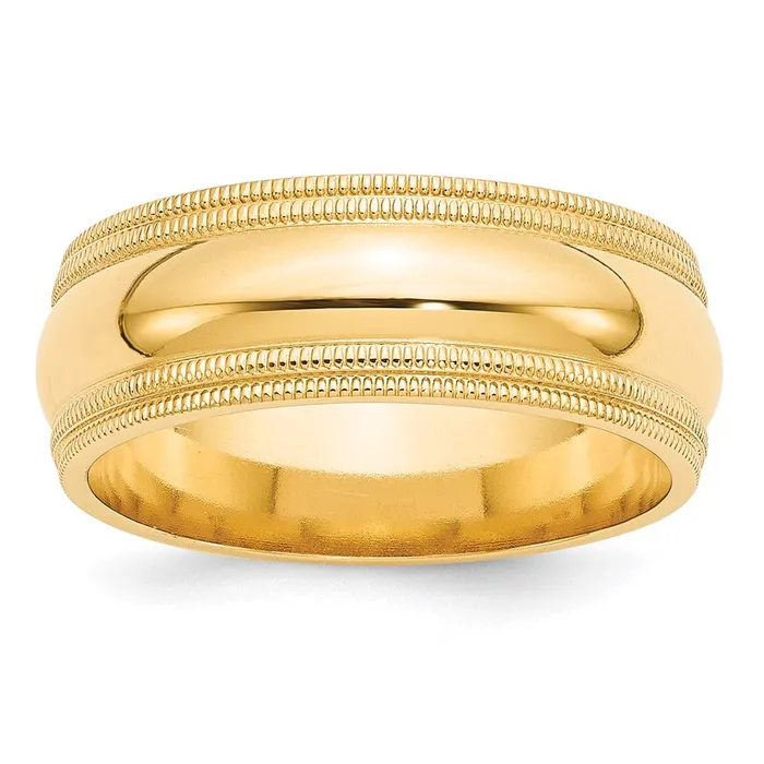 Solid 18K Yellow Gold 8mm Double Milgrain Comfort Fit MensWomens Wedding Band Ring Size 10 Goldia Rings Solid 18K Yellow Gold 8mm Double Milgrain Comfort Fit MensWomens Wedding Band Ring Size 10 Goldia Rings